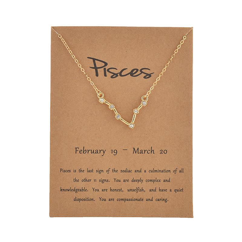 New Trendy 12 Constellation Pendant Necklace for Women Rhinestone Zodiac Sign Symbol Necklace Aries Taurus Jewelry Birthday Gift