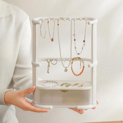 3 Layers Jewelry Organizer Stand Display with Drawer Minimalist Storage Rack