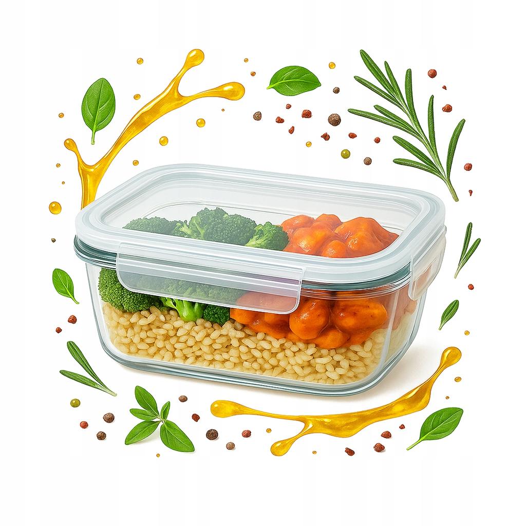 Pojemnik Szklany 370 Ml Lunchbox Na Żywność Hermetyczny Do Pracy Szkoły