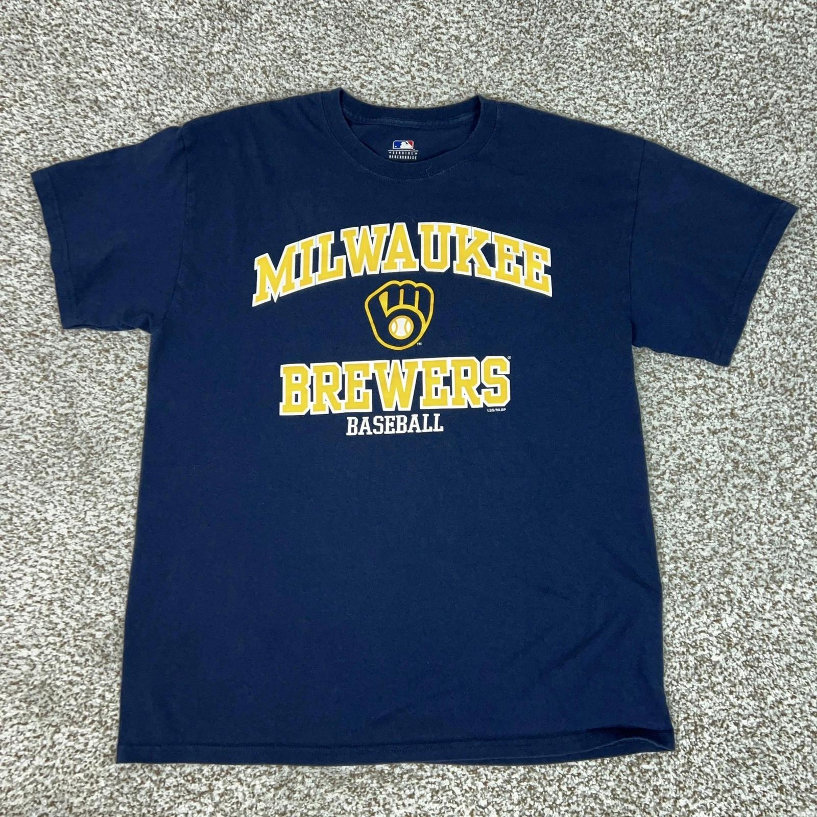 Milwaukee Brewers Shirt Mens Large Blue MLB Baseball T Shirt Tee Sports Adult S