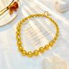 Gold Plated Stainless Steel Gradient Ball Beaded Necklace For Women