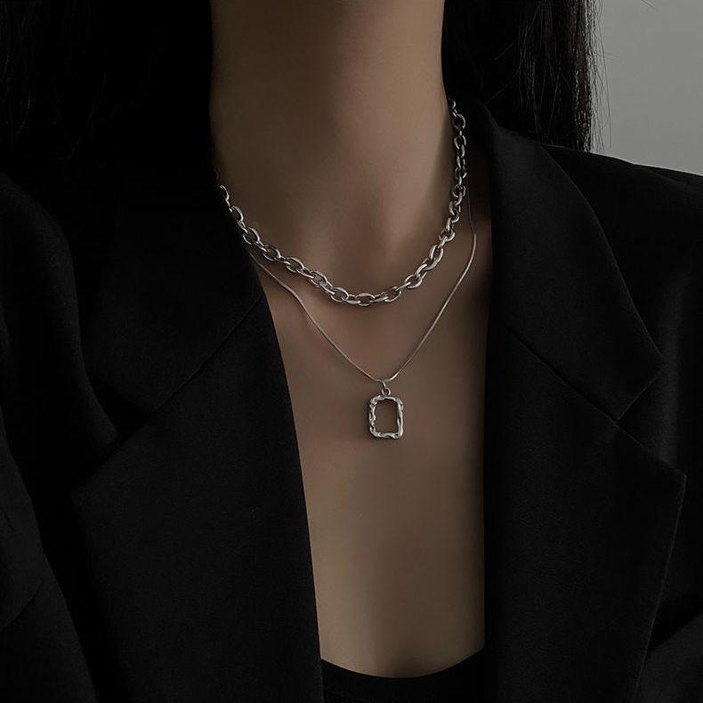 Layered Chain Necklace Neck Chains Lock Pendant Jewelry For Women Punk Choker Padlock Goth Jewelry Grunge Aesthetic Accessories