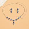 Women's Fashion Earrings Necklace 2 Jewelry Set Claw Chain Bridal Jewelry Simple Blue Birthday Party Gift