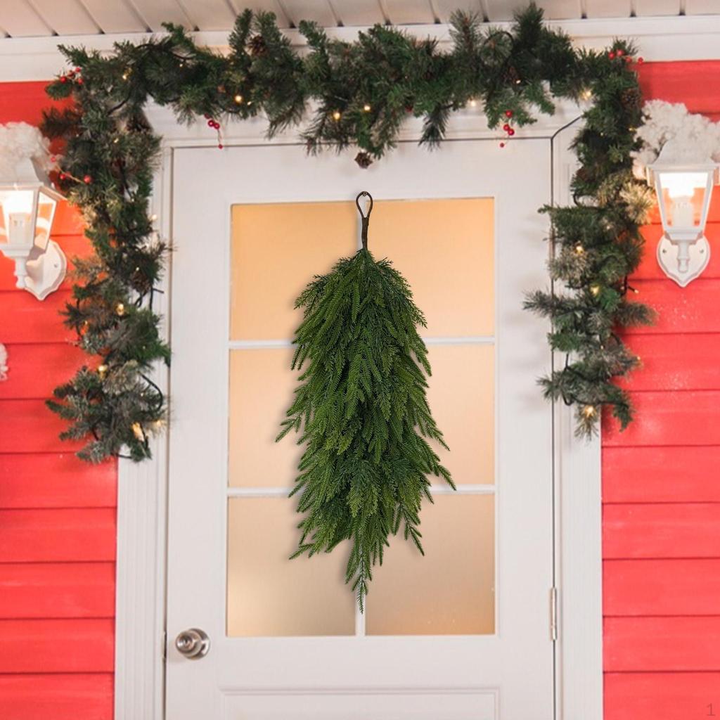 Artificial Christmas Teardrop Swag Decor Winter Wreath Greenery for Window