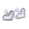 Yhpup Korean Delicate Natural Shell Simulated Pearl Heart Chic Stud Earrings Stainless Steel Office Ladies Waterproof Jewelry