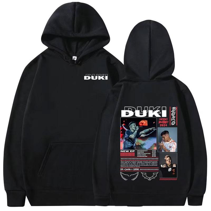 Rapper Duki Ameri 2024 Tour Grafik-Hoodies für Herren Damen Lässige Fleece Hochwertige Sweatshirts Harajuku Hip Hop Punk Pullover