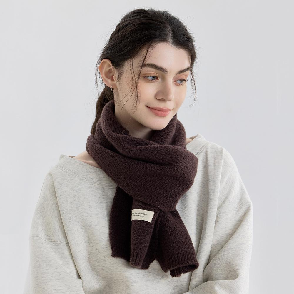New Winter Versatile Solid Color Knitted Scarf Women's Autumn and Winter Wool Men's and Women's Couples Scarf with Shawl