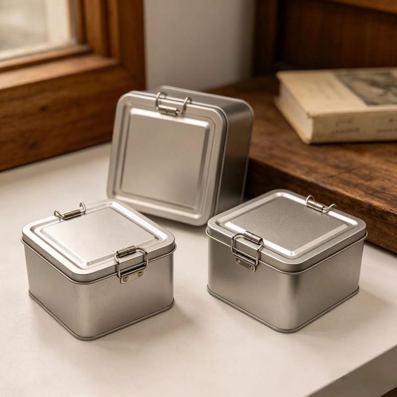 Rectangular Metal Iron Storage Box Durable Stackable Design with Lid for Cake Packaging Kitchen Organizer