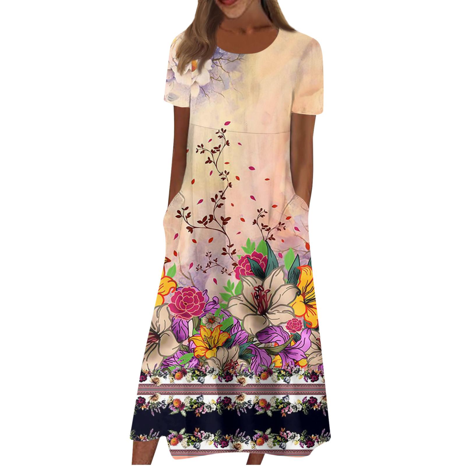 

Жен. Повседневные платья Платья с принтами Летние платья С принтами Плиссированные платья-миди с круглым вырезом Классический Классический На открытом воздухе Повседневные С короткими рукавами Свободные платья M оранжевый