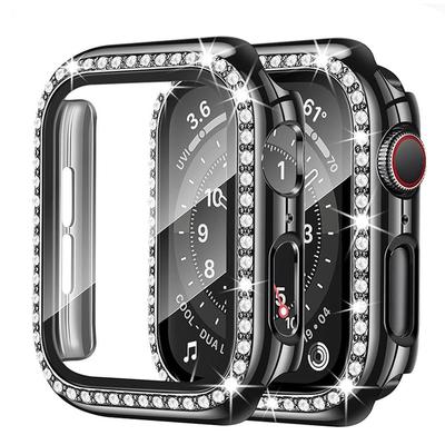 Coque+Protection Écran en Verre pour Apple Watch 49mm 45mm 44mm 41mm 38mm 40mm Coque Pailletée Pare-chocs Diamant Protecteur pour iwatchSE 8 9 7 6 5 4 3 2