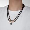 Vintage Style Alloy Cross Love Arrow Wolf Tooth Pendant Tibetan Silver Beaded Waterproof Wax Line Leather Rope Men's Necklace
