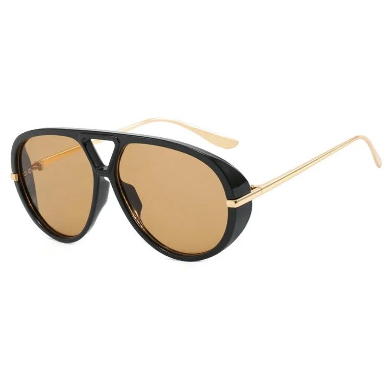 Vintage Retro Metal Double Bridges Round Sunglasses Women Punk Gradient UV400 Fashion Eyewear Trending Shades