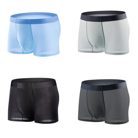 Soft Men Briefs Ultra-thin Mid Waist Ice Silk Summer Boxers