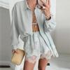Women's White Long Sleeve Shirt Dress Button Front Casual Mini Dress