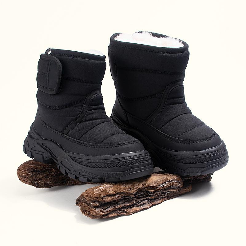 

Winter casual thickened children s snow boots with soft soles and plush lining, thick-soled boots for older children, warm cotton shoes for outdoor 26-32Entire code segment чорний