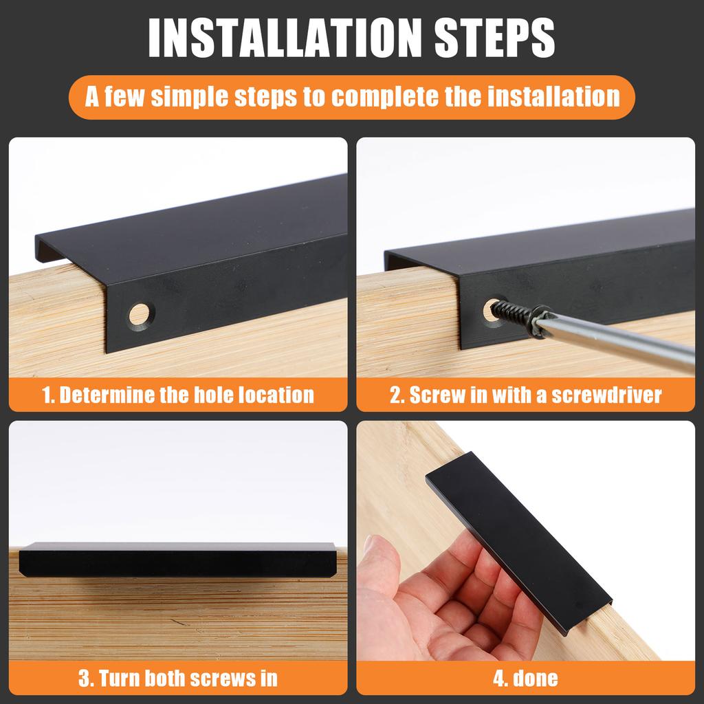 24/30PCS Hidden Handles for Cabinets Drawers Furniture Handle Edge Finger Pulls for Door Plate with Thickness of 16-21mm