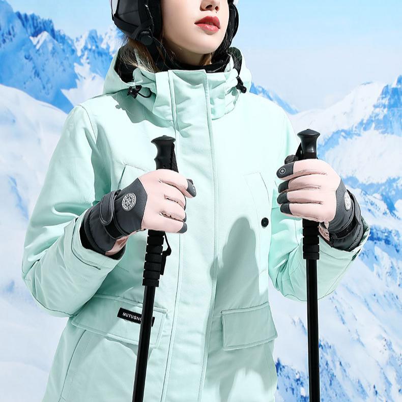 Ski Gloves Winter Warm Gloves Men's and Women's Cycling Gloves Thickened Finger Touch Screen Hiking Couple Anti Slip and Windproof Gloves