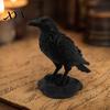 Dark Style Crow Statue 3D Printed Statue, Gothic Academia Bird Sculpture, Matte Black Raven Detailed Sculpture Figurine, Stable Rock Base for
