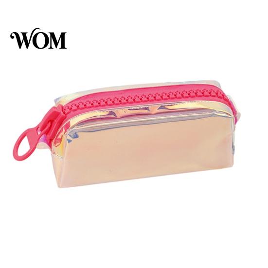 Iridescent Holographic Pencil Case Case, Transparent Stationery Bag with Wide U-Shaped Zipper, Large Capacity Pen Pouch for Students