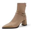 Women Chelsea High Heels Ankle Boots Sexy Pointed Toe Shoes Winter Trend 2025 Elegant Office Shoes Walking Chunky Botas Mujer