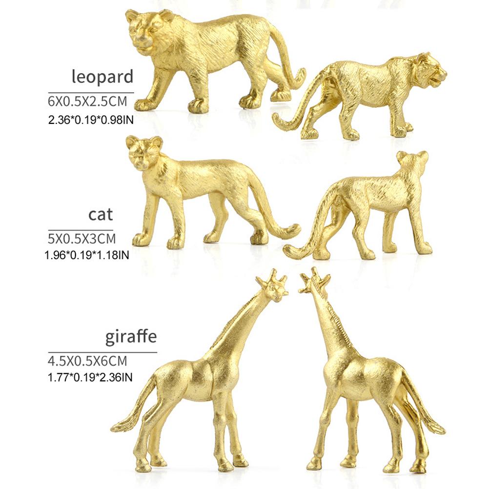 12 Set of Gold Plastic Animal Figurines Jungle Wild Animals Models Mini Animals Desktop Ornament