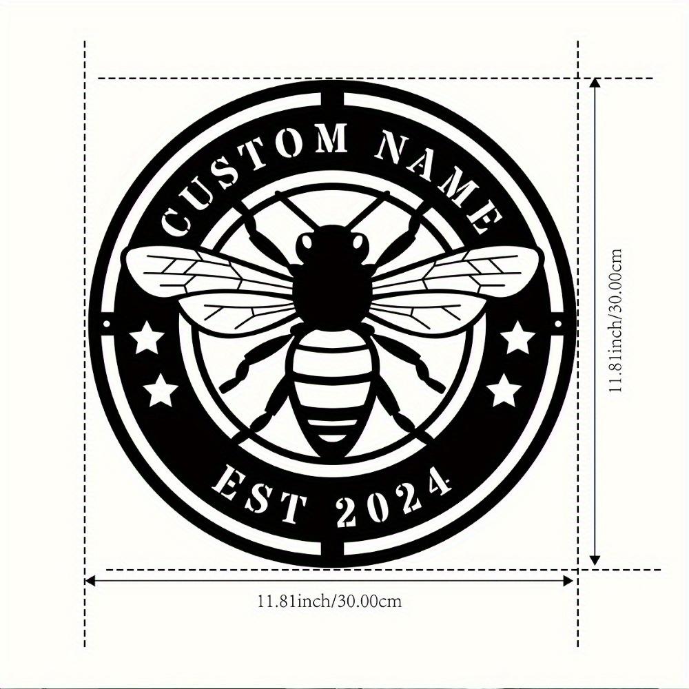 

Vintage Bee Metal Wall Plaque Custom Family Name Iron Decor Indoor Outdoor