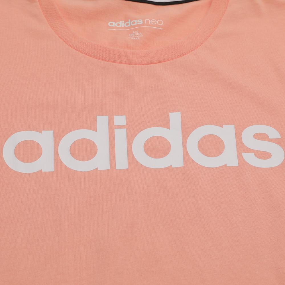 adidas Neo Letter Print Round Neck Fashion Comfortable Short Sleeve Regular T-Shirt Women Tops Pink DW7946