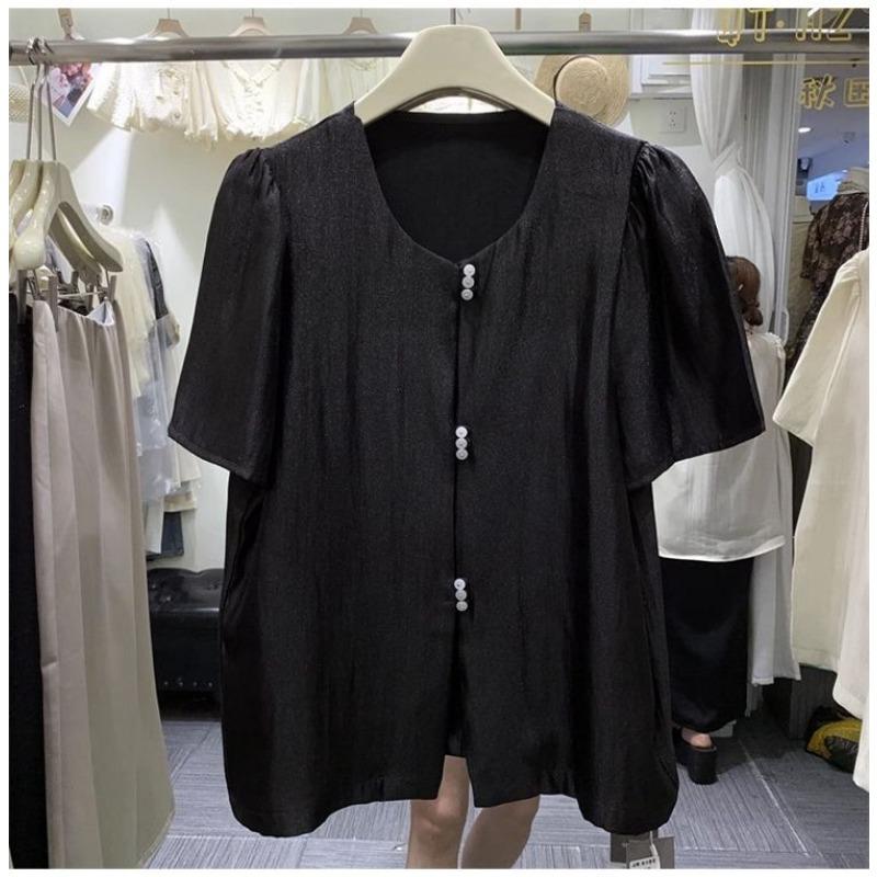 Letní dámská košile krátký rukáv čínský styl volný kardigan top high-end chic