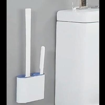 Wall Hanging Toilet Cleaning WC Brush Holder Long Handled Silicone Water Proof Quick Drying Soft Bristles Bathroom Accessories
