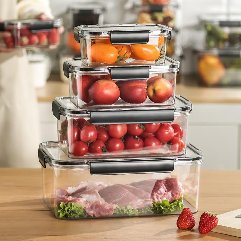 Clear Pet Crisper Box Leak-Proof Food Storage Container With Snap Locks & Silicone Seal For Fridge, Fruit, Bento & Meal Prep