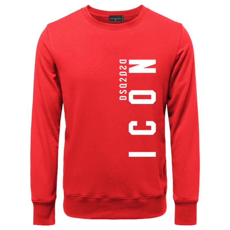 ICON Europe Men's Cotton Terry Round Neck Hoodie – Trendy Letter Print, Casual Loose Fit for Spring & Autumn