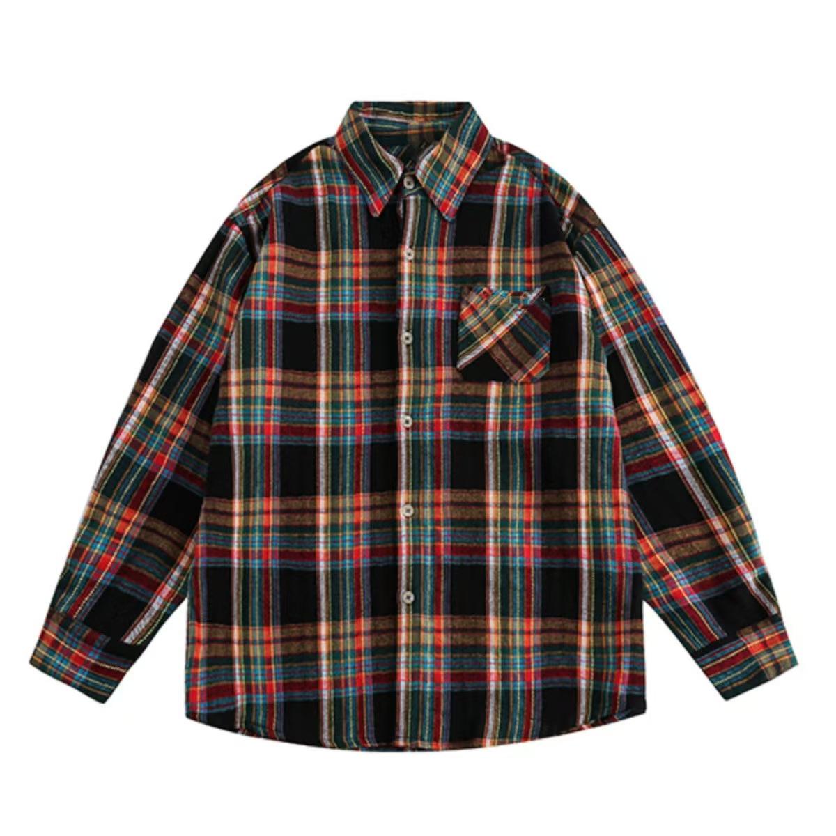 

Sweet Cool Dark and Clever Retro Loose Plaid Long-sleeved Shirt for Women s Small Person Spring and Autumn Design New Jacket XL