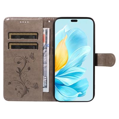 For Honor 200 Lite PU Leather Cases Flower Pattern Wallet Stand Phone Cover with Strap
