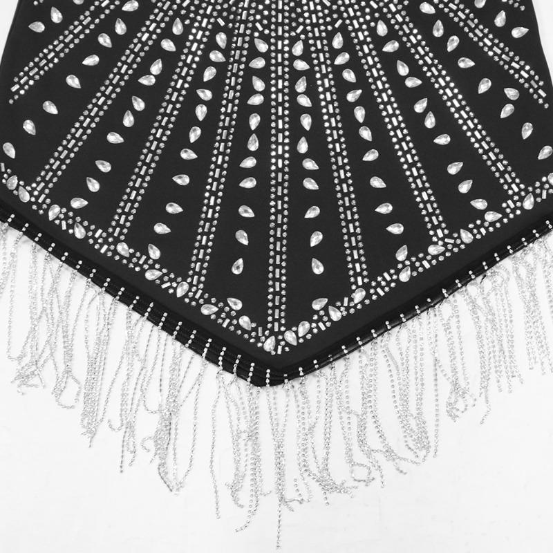 Robe sexy irrégulière à col licou et chaîne en diamant pour femme