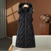 Medium and long over-knee cotton vest jacket for women's autumn and winter hooded fashion casual warm vest waist vest