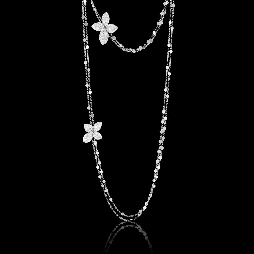 Hot-selling Petal Pendant Necklace Stacked Double Rhinestone Necklace Banquet Accessories Women's Necklace
