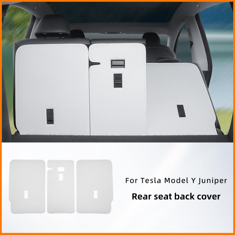 For Tesla Model Y Juniper 2026 Leather Trunk Mats Rear Seat Back Protector Pad Backrest All Weather Liner Pet Anti-kick Pad