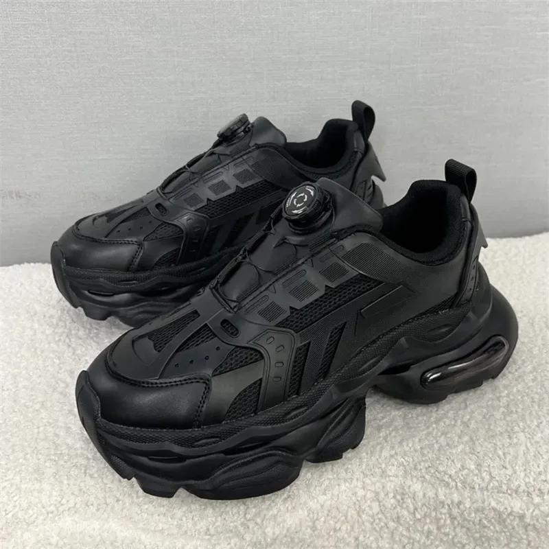 

Fashion New Men s Shoes Thick soled Height Increasing Rotating Buckle Casual Shoes Comfortable Soft soled Mountaineering Sports Shoes 44 чёрный