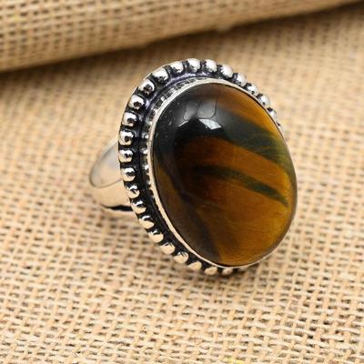 Tiger's Eye Gemstone Handmade 925 Sterling Silver Ring Jewelry For Thanksgiving