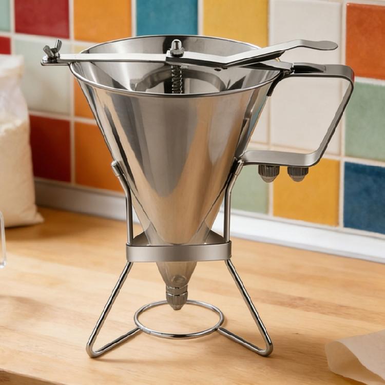 Stainless Steel Confectionery Funnel Dispenser with Precisions Nozzles for Chocolate,Sauces,Batter,and Pastry Work
