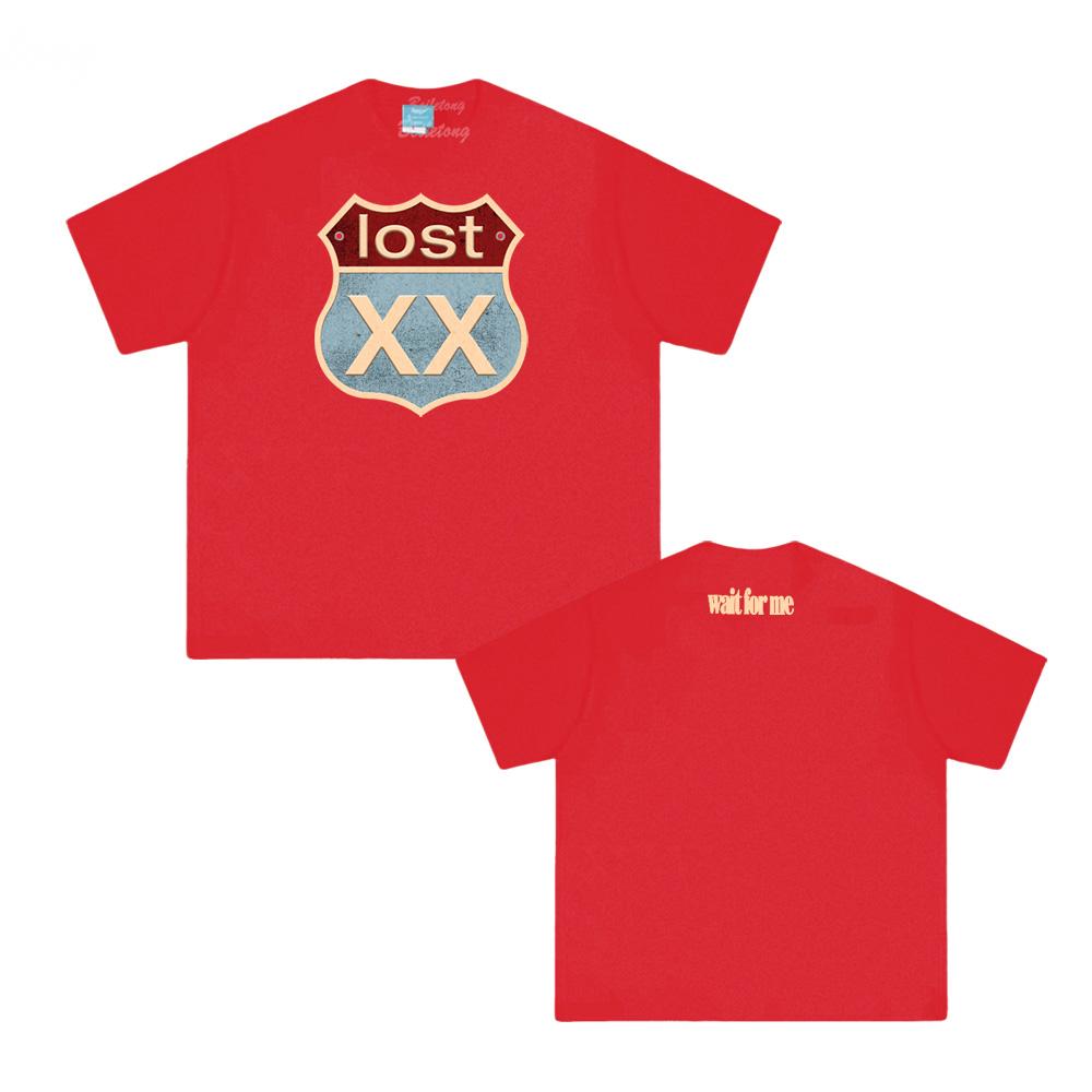 

Потерянный Xx Крем Футболка с разрезами Летняя Высокое качество Стиль певца Футболка с коротким рукавом 100% хлопок Круглый вырез Одежда Топы Mgk XXL красный