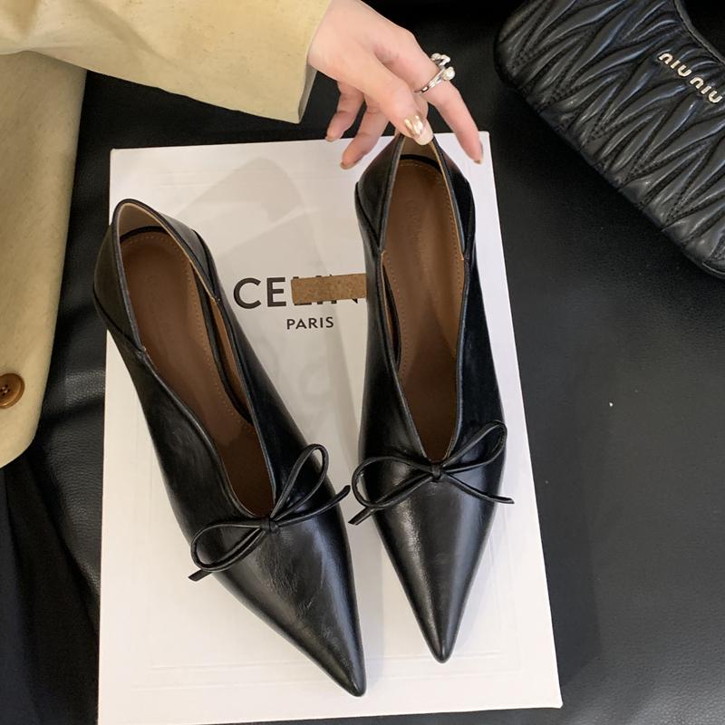 Fashion SUOJIALUN 2025 Autumn Women Pumps Shoes Fashion Pointed Toe Shallow Slip On Single Shoes Thin Low Heel Outdoor Dress Pumps