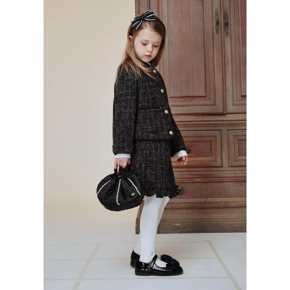 The Coffee Bean   Tea Leaf Black Tweed No Collar Jacket Ba12jk01bk