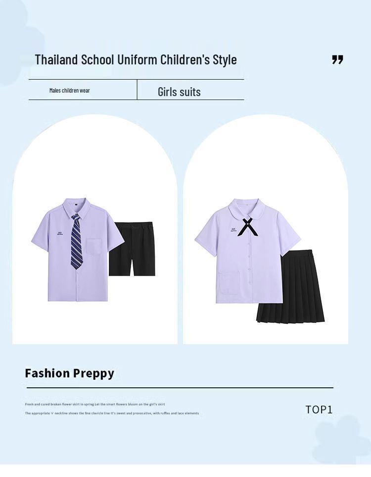 Thai Academy-Style Summer Graduation Uniform: Fashionable JK Skirt Set for Elementary Girls
