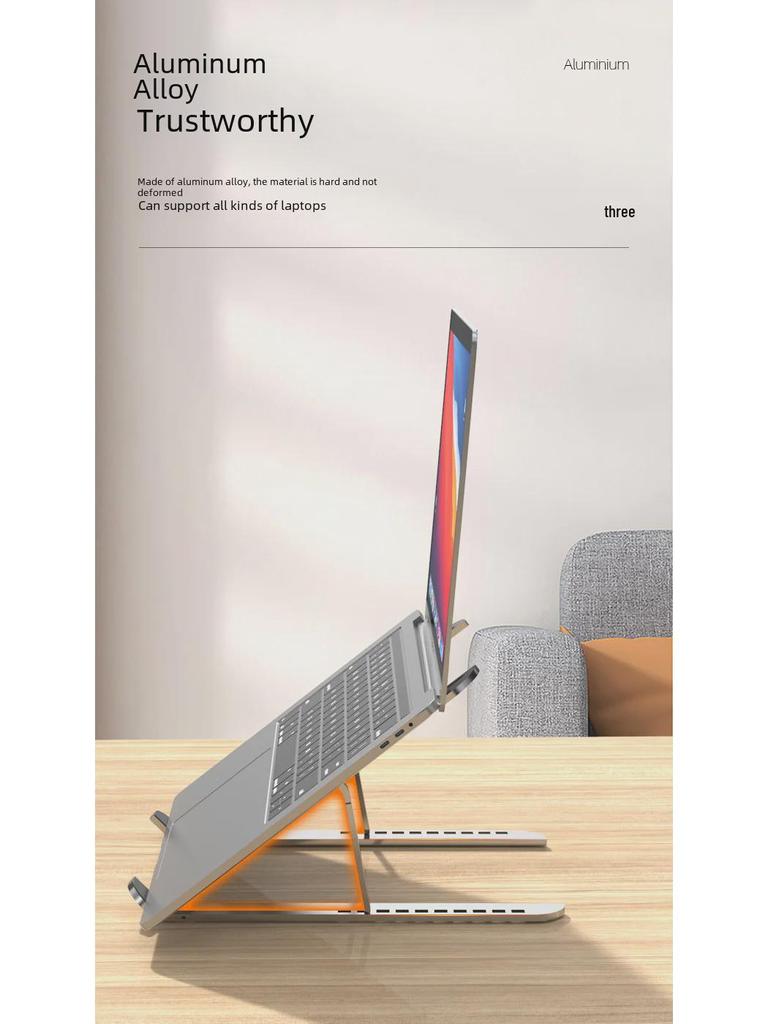Soporte Ajustable de Aluminio para Portátil con Elevación Vertical y Diseño de Refrigeración