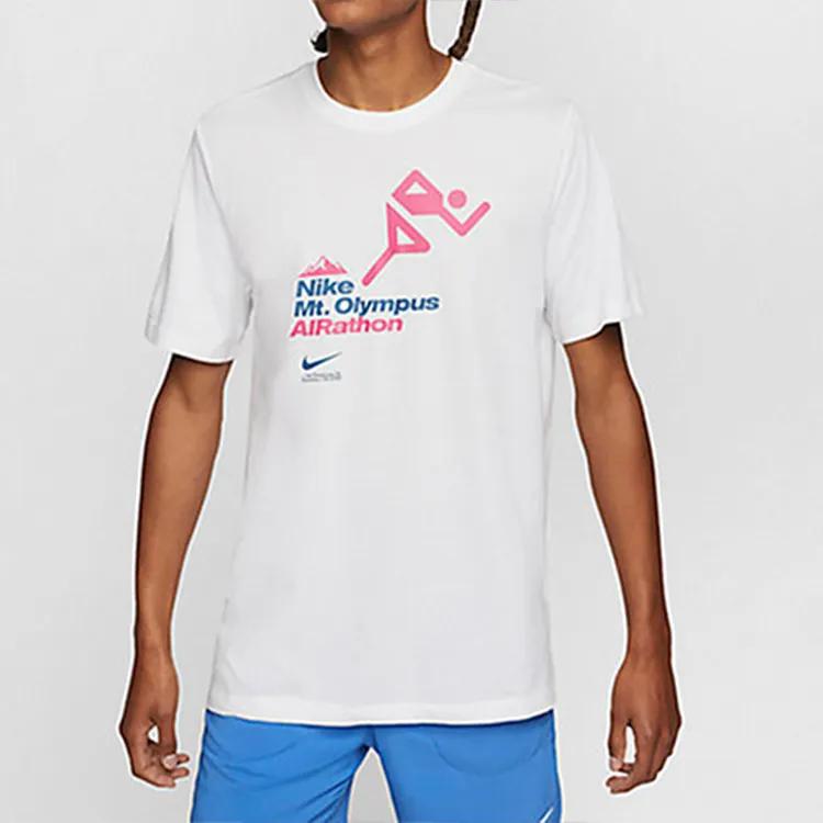 Nike T Shirts Men's White Crew Neck Moderate Straight Fit (Unisex) T-Shirts CW2854 100