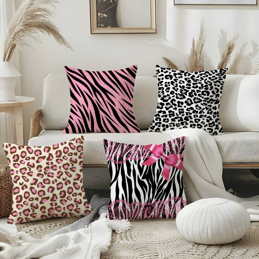 Y2k Fashion Leopard Print Pillow Case Sofa Short Plush Double-sided HD Printing Room Home Office Gift Cushion Cover