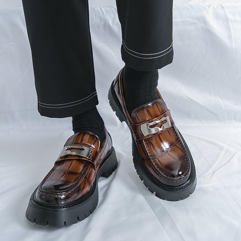 Fashion Loafer Thick Bottom Men's Retro and  Design Styles 38-46 Adult Casual Business Leather Shoes Fashion Black Brown Hot