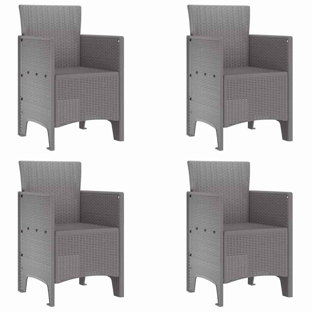 Garden Dining Set 5 Pieces Light Gray Poly Rattan