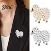 Animal Brooch Zinc Alloy Imitation Pearls Inlaid Fluffy Sheep Design